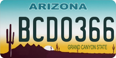 AZ license plate BCD0366