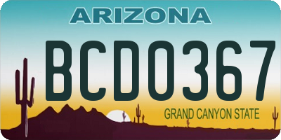 AZ license plate BCD0367