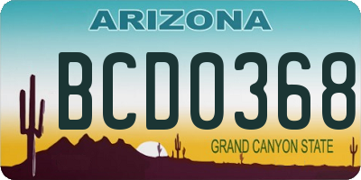 AZ license plate BCD0368