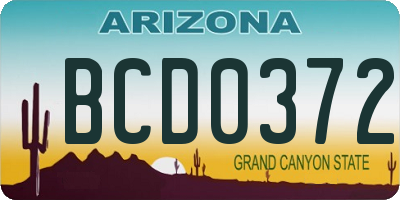 AZ license plate BCD0372