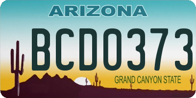 AZ license plate BCD0373