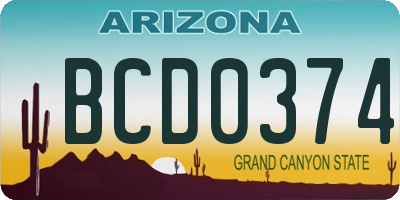 AZ license plate BCD0374