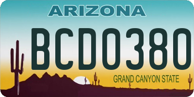 AZ license plate BCD0380