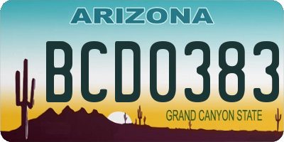 AZ license plate BCD0383