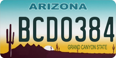 AZ license plate BCD0384