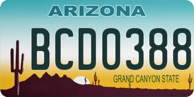 AZ license plate BCD0388