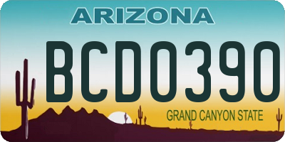 AZ license plate BCD0390