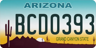 AZ license plate BCD0393