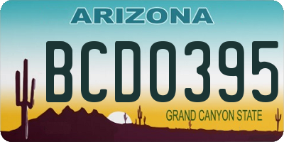 AZ license plate BCD0395