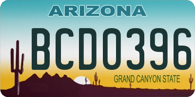 AZ license plate BCD0396