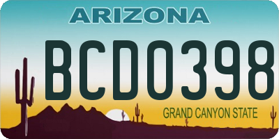 AZ license plate BCD0398