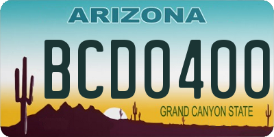 AZ license plate BCD0400