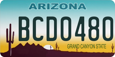 AZ license plate BCD0480