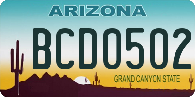 AZ license plate BCD0502