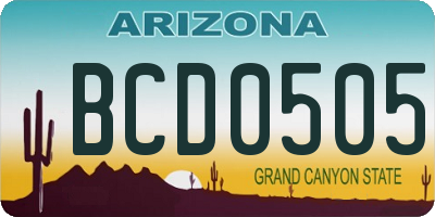 AZ license plate BCD0505