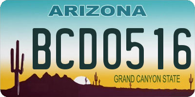 AZ license plate BCD0516