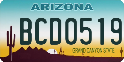 AZ license plate BCD0519