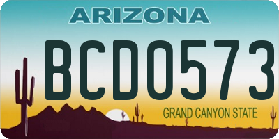 AZ license plate BCD0573