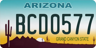 AZ license plate BCD0577