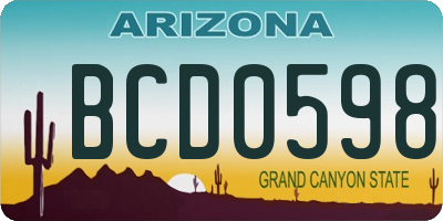 AZ license plate BCD0598