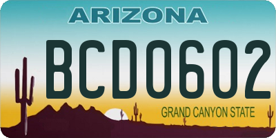 AZ license plate BCD0602