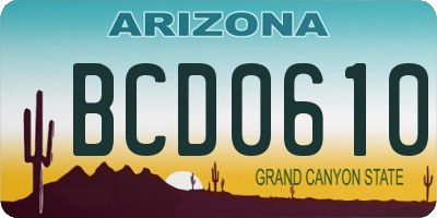 AZ license plate BCD0610