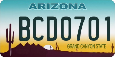 AZ license plate BCD0701