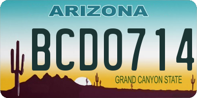 AZ license plate BCD0714