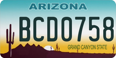 AZ license plate BCD0758