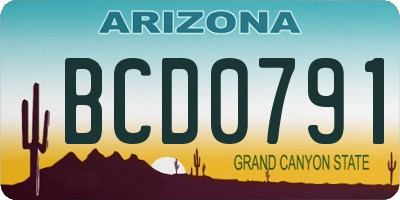 AZ license plate BCD0791