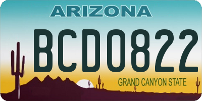 AZ license plate BCD0822