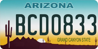 AZ license plate BCD0833