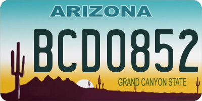 AZ license plate BCD0852