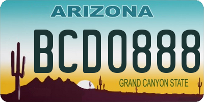 AZ license plate BCD0888