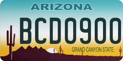 AZ license plate BCD0900