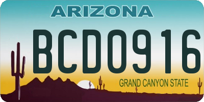 AZ license plate BCD0916