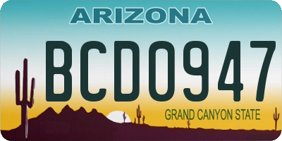 AZ license plate BCD0947