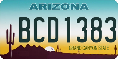 AZ license plate BCD1383