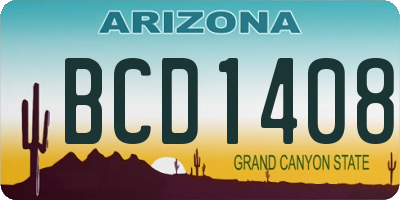 AZ license plate BCD1408