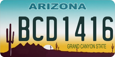 AZ license plate BCD1416