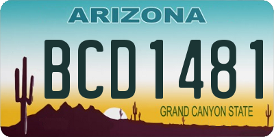 AZ license plate BCD1481