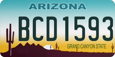 AZ license plate BCD1593