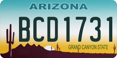 AZ license plate BCD1731