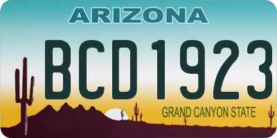 AZ license plate BCD1923