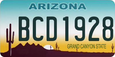 AZ license plate BCD1928