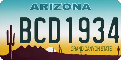 AZ license plate BCD1934