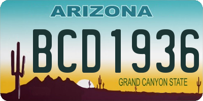 AZ license plate BCD1936