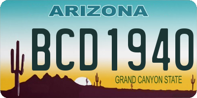 AZ license plate BCD1940