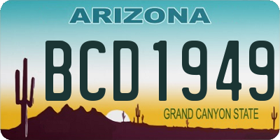 AZ license plate BCD1949