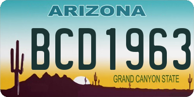 AZ license plate BCD1963